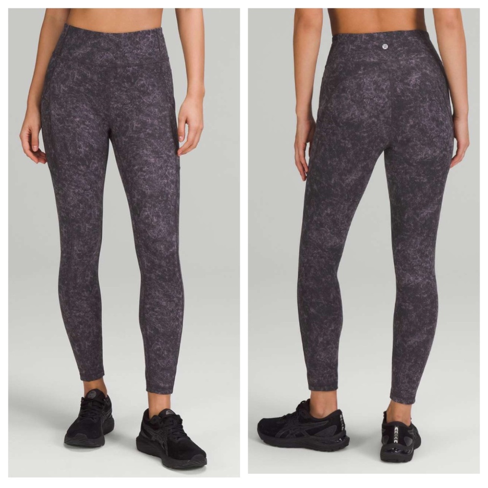 Lululemon Invigorate High-Rise Tight 25" Denim Wash Print Dusky Lavender Black